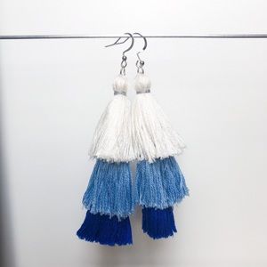 Handmade 3 tassel ombre earrings